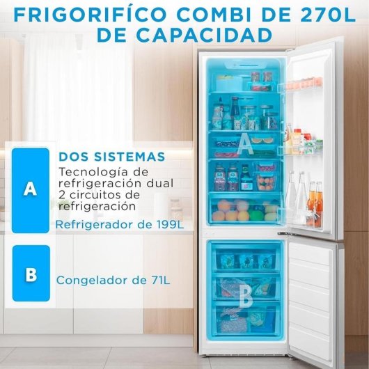 Frigorífico Combi Midea MDRB380FGE01A No Frost 180cm 270L E Blanco