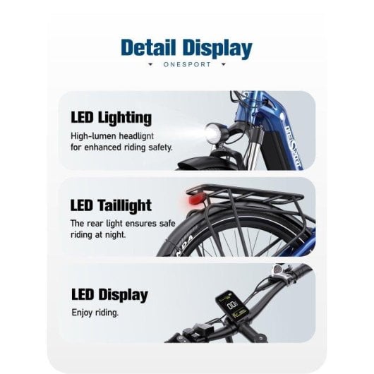 Bicicleta Eléctrica OneSport OT05 Motor 250W Batería 36V 18.2Ah Autonomía 120 km
