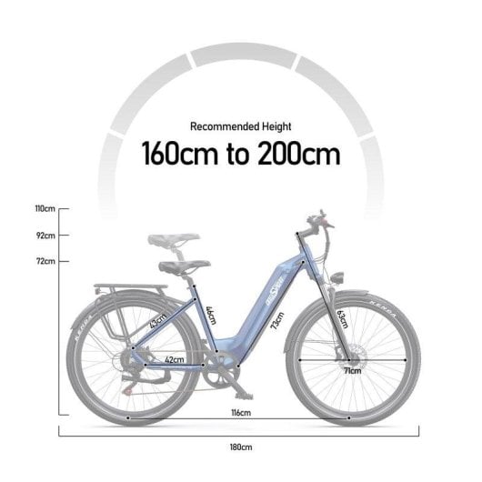 Bicicleta Eléctrica OneSport OT05 Motor 250W Batería 36V 18.2Ah Autonomía 120 km