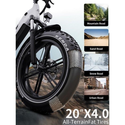 Velo electrique Onesport OT08 500 W 48 V 18 Ah Blanc