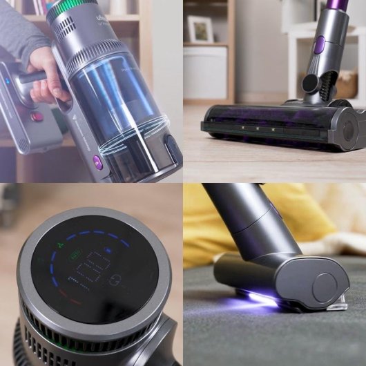Aspiradora sin Cable Ufesa U7 Digital UV Light 500W 55 min Cepillo Motorizado Antienredos Púrpura Gris