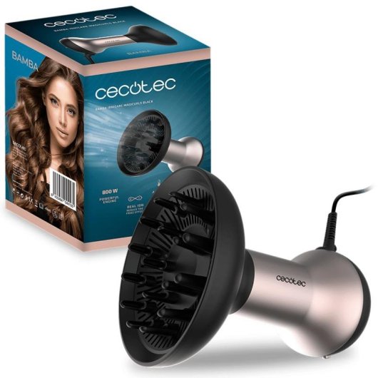 Phon con Diffusore Ionico Cecotec Bamba Ionicare Magicurls Black 800W 3 Temperature 2 Velocità Nero