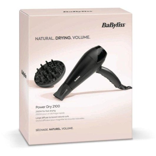 Secador de Pelo con Difusor BaByliss Power Dry D563DE 2100W 3 Temperaturas 2 Velocidades Accesorios Negro
