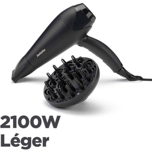 Secador de Pelo con Difusor BaByliss Power Dry D563DE 2100W 3 Temperaturas 2 Velocidades Accesorios Negro