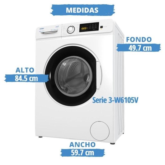 Lavadora Sauber Serie 3-W6105V Carga Frontal 6 Kg 1000 rpm A Blanca