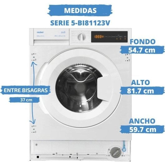Lavadora Sauber Serie 5-BI8123 V Carga Frontal 8 Kg 1200 rpm A Blanca BLDC inverter