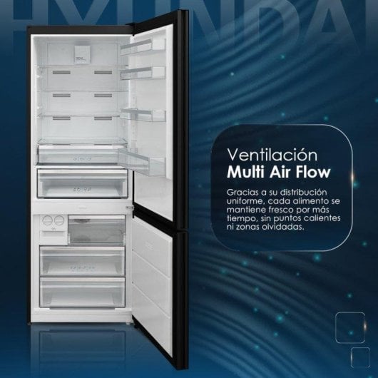 Frigorífico Combi Hyundai HC19700ENFDN No Frost 192cm 481L E Cristal negro