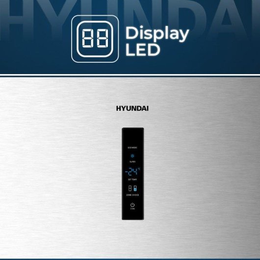 Frigorífico Combi Hyundai HC2700ENFIX No Frost 200cm 495L E Inox Display Led Táctil