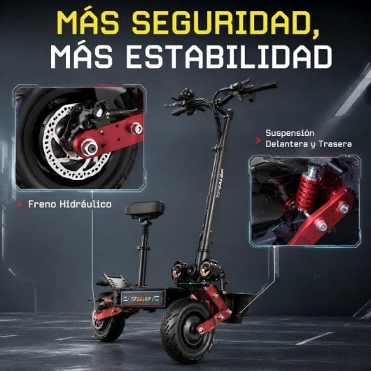 Monopattino elettrico Tifgalop 6000W Autonomia 100km Ruote 11" Off-road Freni idraulici