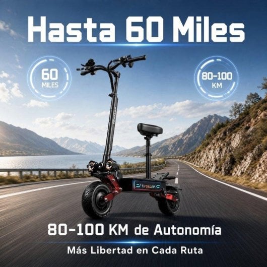 Monopattino elettrico Tifgalop 6000W Autonomia 100km Ruote 11" Off-road Freni idraulici