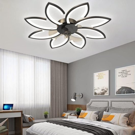 Ventilatore da Soffitto con Luce Autrucker 90cm 6 Velocità LED 3 Colori Telecomando App Timer Nero