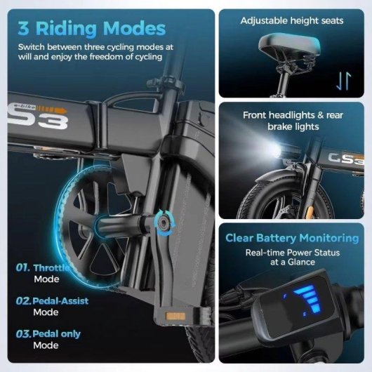 Bicicleta eléctrica Toofly GS3 400W 48V 15Ah 14"