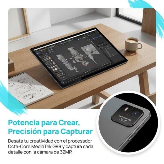 Tablet MESWAO B3 WiFi 15,6" 6GB 128GB Negra con Teclado y Stylus Pen