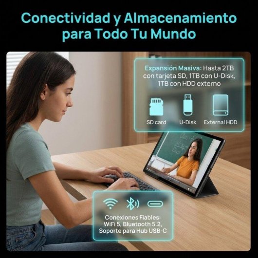 Tablet MESWAO B3 WiFi 15,6" 6GB 128GB Negra con Teclado y Stylus Pen