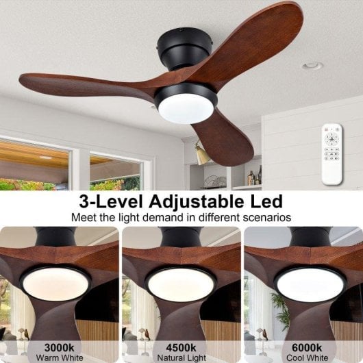 Deckenventilator mit Licht Welltin EU-36BK-1690SH3-316 91cm 6 Stufen DC Leise Fernbedienung Reversibel