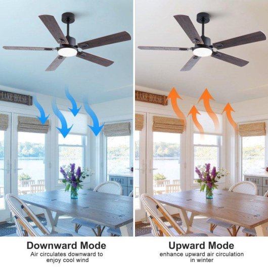 Ventilatore da Soffitto con Luce Welltin EU52SH-5003BK-1L 20W 132cm 6 Velocità Motore DC Silenzioso Telecomando Reversibile