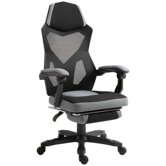 Sedia da ufficio Aosom ergonomica con poggiapiedi regolabile grigio