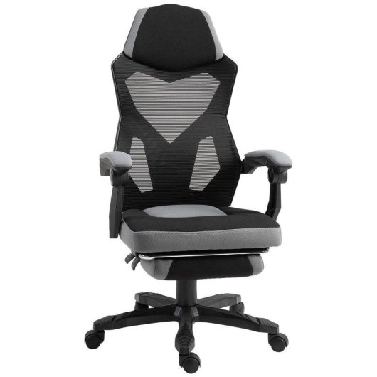 Sedia da ufficio Aosom ergonomica con poggiapiedi regolabile grigio