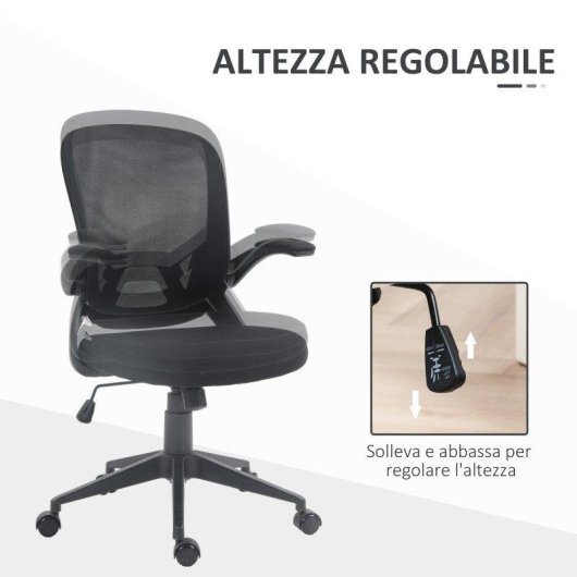 Sedia da ufficio Aosom regolabile con schienale in rete traspirante nera