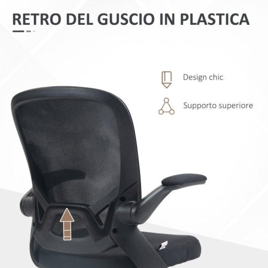Sedia da ufficio Aosom regolabile con schienale in rete traspirante nera