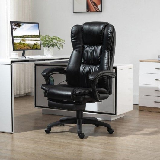 Sedia Da Ufficio Altezza Regolabile Massaggi 6 Punti Nera Aosom