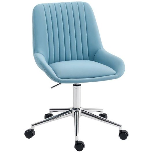 Sedia da scrivania Aosom regolabile silicone PU schiuma acciaio blu