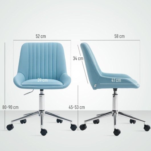 Sedia da scrivania Aosom regolabile silicone PU schiuma acciaio blu