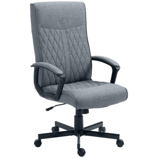 Sedia da Ufficio Girevole con Funzione Dondolo e Altezza Regolabile 65x72x102-112.5cm Grigia