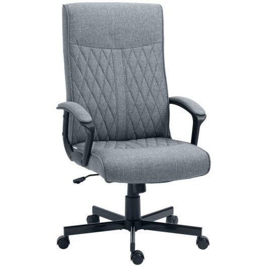Sedia da Ufficio Girevole con Funzione Dondolo e Altezza Regolabile 65x72x102-112.5cm Grigia