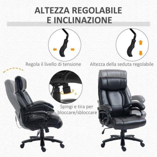 Poltrona da Ufficio Massaggiante e Riscaldata Aosom 2 Punti Massaggio 8 Programmi