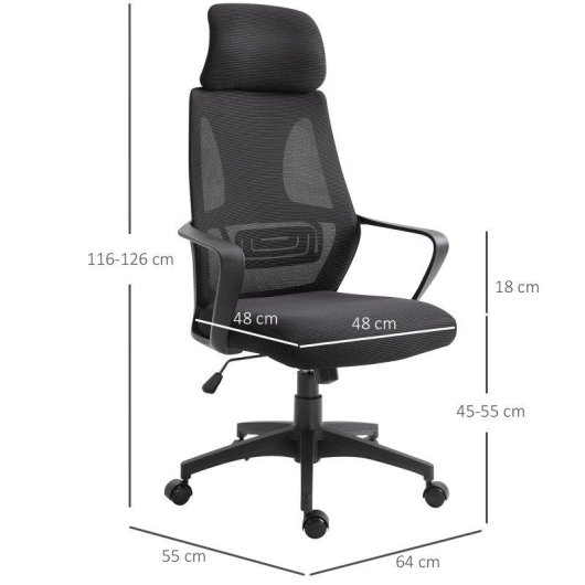 Sedia Da Ufficio Reclinabile Aosom Poggiatesta Lombare