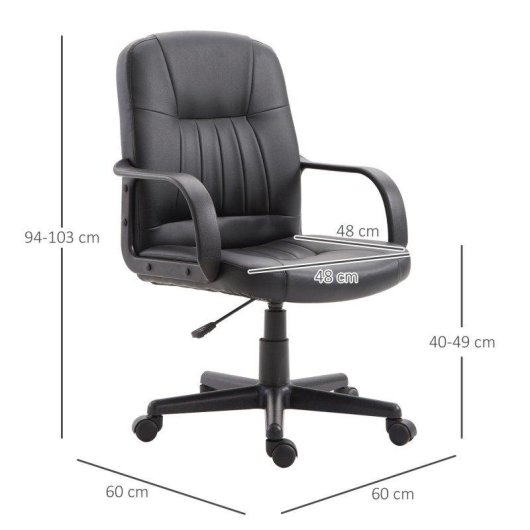 Sedia da Ufficio Aosom Ergonomica Girevole 60x60 Nero