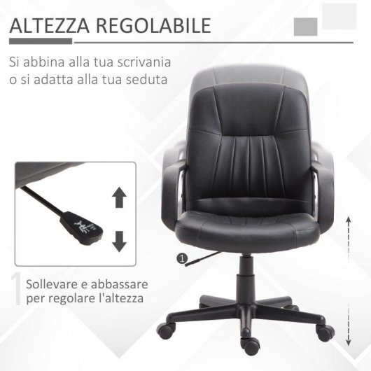 Sedia da Ufficio Aosom Ergonomica Girevole 60x60 Nero