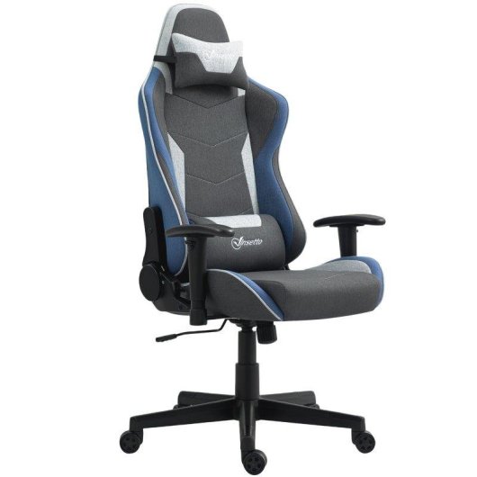 Sedia Da Gaming Recl inabile Aosom 150 degres Tessuto effetto lino Grigio