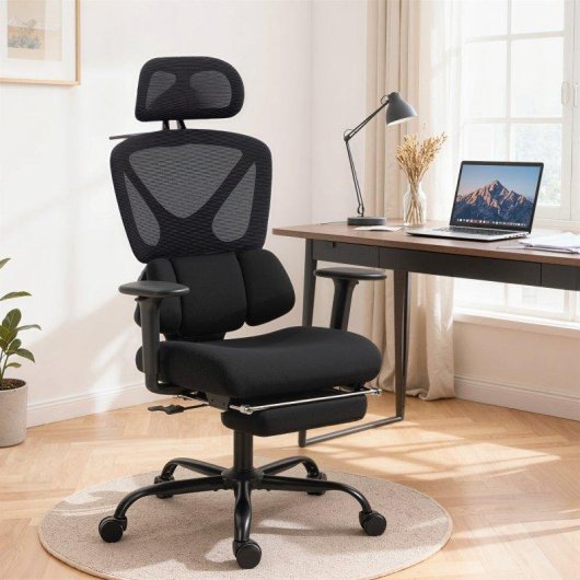 Sedia Da Ufficio Aosom Ergonomica Traspirante Lombare Poggiapiedi