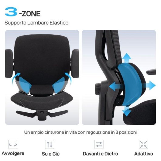 Sedia Da Ufficio Aosom Ergonomica Traspirante Lombare Poggiapiedi