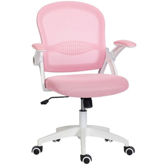 Sedia da ufficio Aosom ergonomica regolabile con schienale in rete rosa