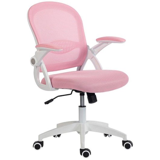 Sedia da ufficio Aosom ergonomica regolabile con schienale in rete rosa