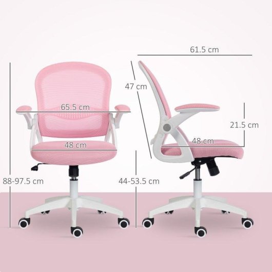 Sedia da ufficio Aosom ergonomica regolabile con schienale in rete rosa