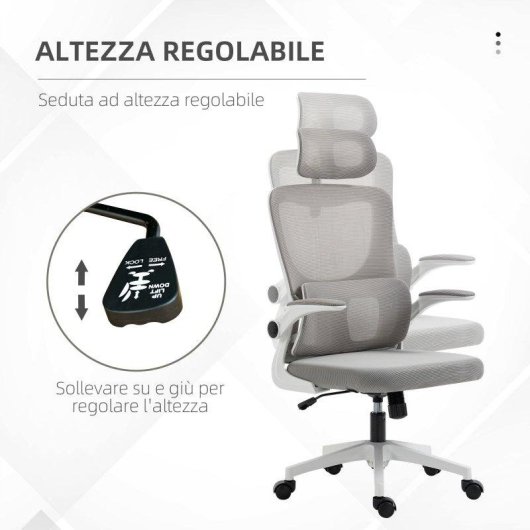 Sedia Da Ufficio Ergonomica Aosom Poggiatesta Regolabile