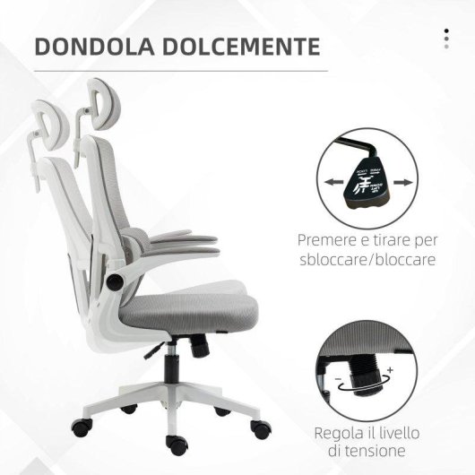 Sedia Da Ufficio Ergonomica Aosom Poggiatesta Regolabile