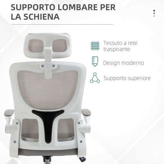 Sedia Da Ufficio Ergonomica Aosom Poggiatesta Regolabile