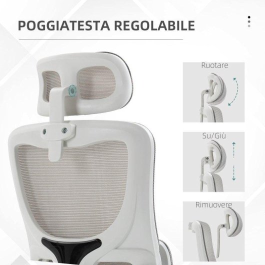 Sedia Da Ufficio Ergonomica Aosom Poggiatesta Regolabile
