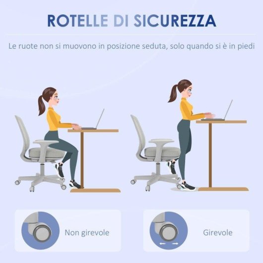 Sedia Da Ufficio Aosom Ergonomica Reclinabile Altezza Regolabile 5 Ruote