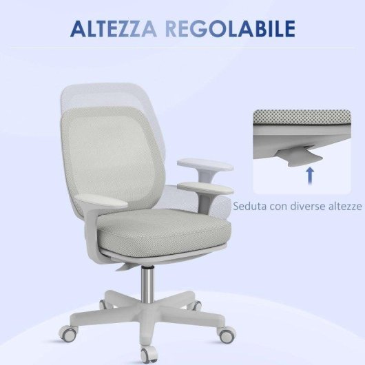 Sedia Da Ufficio Aosom Ergonomica Reclinabile Altezza Regolabile 5 Ruote