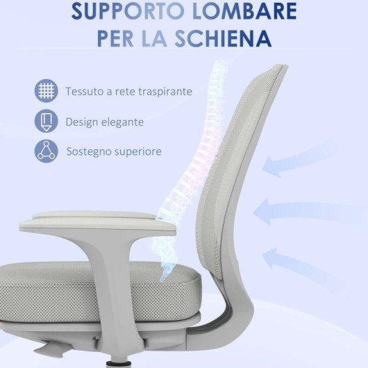 Sedia Da Ufficio Aosom Ergonomica Reclinabile Altezza Regolabile 5 Ruote