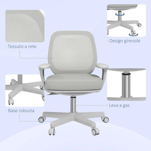 Sedia Da Ufficio Aosom Ergonomica Reclinabile Altezza Regolabile 5 Ruote