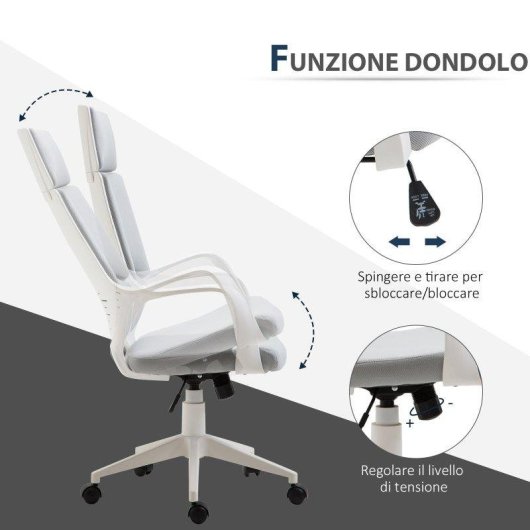 Sedia Aosom Basculante Ergonomica Ufficio 63x63x117-127 cm Grigio