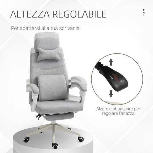 Sedia Da Ufficio Ergonomica Aosom Poggiapiedi