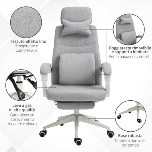 Sedia Da Ufficio Ergonomica Aosom Poggiapiedi